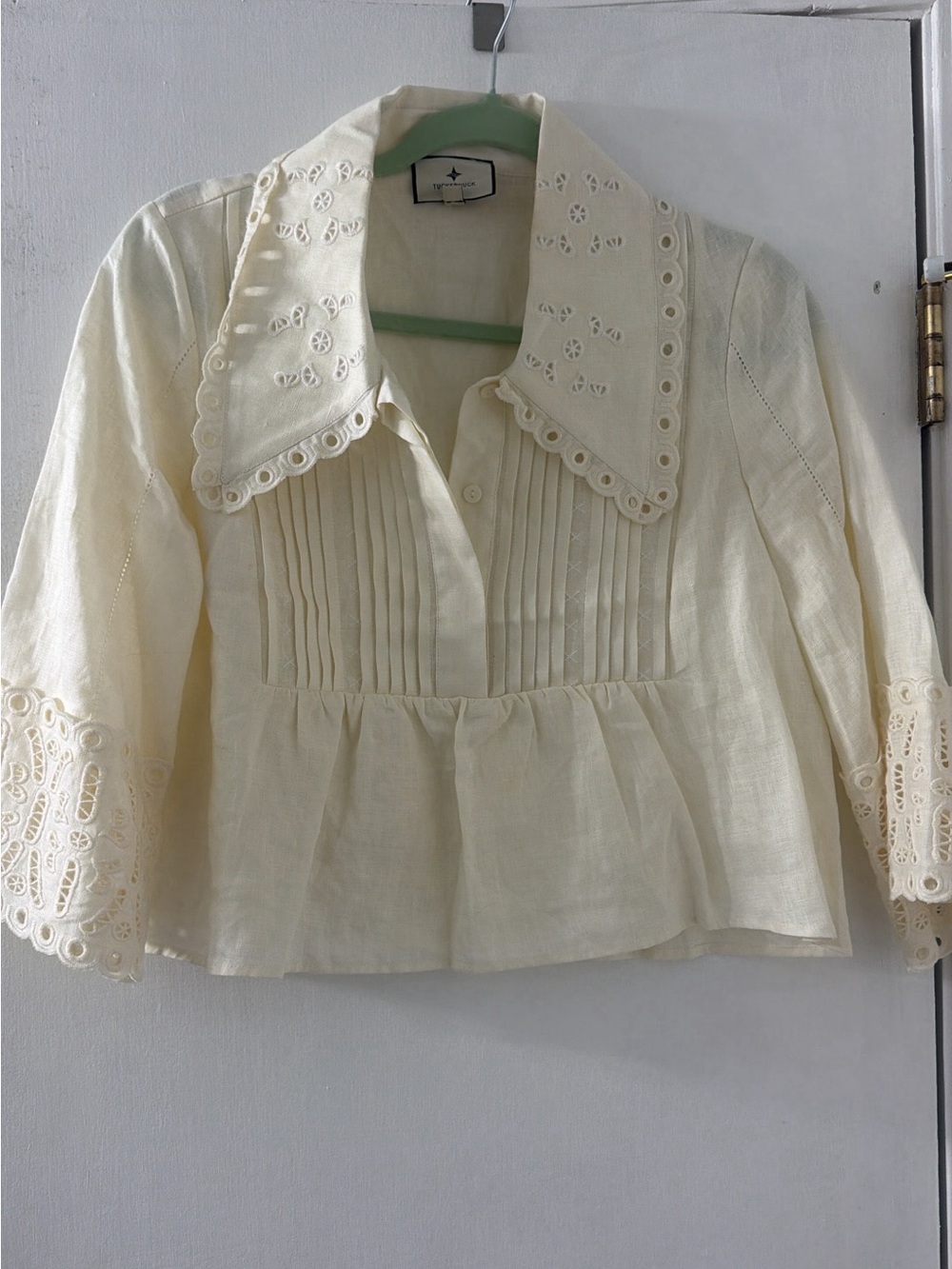 Tuckernuck White Linen Eyelet Jones Blouse - Picture 2 of 2